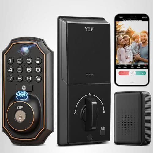 YHV Keyless Entry Door Lock with Camera Fingerprint Smart Door Lock with App Remote Control, Wi-Fi Connected Electronic Keypad Code Deadbolt Auto Unlock for Front Door 9
