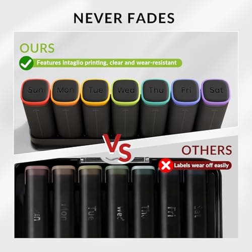 KOVIUU Weekly Pill Organizer 3X a Day, Detachable Pill Box 7 Day, Large 3 Times Daily Pill Case, Travel Pill Container Holder, Week Medication Dispenser Pillbox for Vitamin Supplement Medicine, Black 6