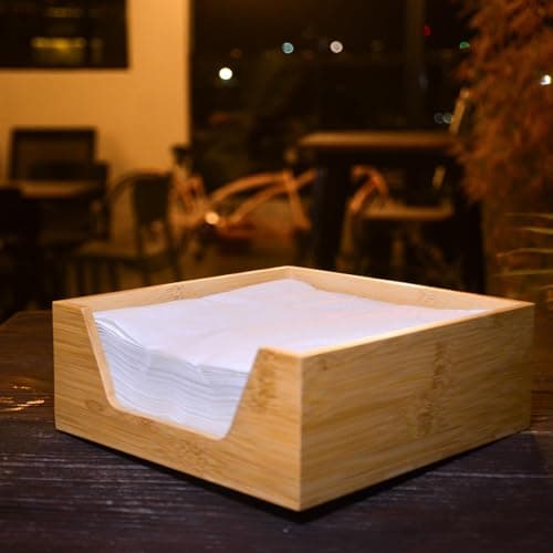 Bamboo Napkin Holder for Table ,  Square Paper Napkin Holder, Ideal for Kitchen, Dining Room & Breakroom (Bamboo, 7.28 x 7.28) 9
