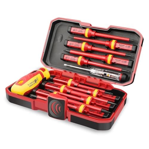 HURRICANE 1000V Insulated Electrician Screwdriver Set, 13 Piece Professional Electrical Screwdriver Set, CR-V Steel Magnetic Phillips Slotted Pozidriv Torx, Insulation VDE & GS Certified Screwdriver