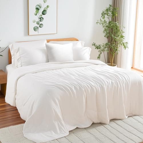 NEXHOME PRO 100% Viscose Derived from Bamboo Comforter Queen Size - Cooling & Moisture-Wicking Bedding - All Season Lightweight Design - Natural Organic Queen Duvet Insert