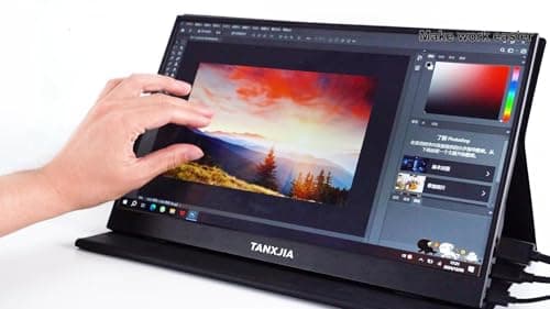TANXJIA 15.6 inch Portable Monitor|10-Point Touch Screen |FHD 1080P|IPS Anti-Glare Display, USB-C/HDMI Plug & Play|Compatible with Laptop, PC, Phone, PS5|Switch, Dual Monitor for Work & Gaming