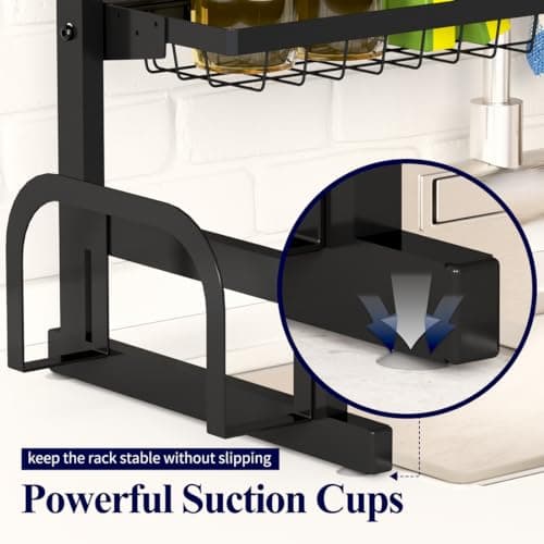 Kitsure Over The Sink Dish Drying Rack - 23.6'' to 35''x21.2'', for Kitchen with Large Capacity, 2-Tier Adjustable Dish Rack Over Sink with Multifunctional Baskets,Black 5