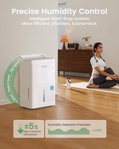 Waykar 150 Pint 2025 Energy Star Dehumidifier with Pump for Large Rooms up to 7,000 Sq. Ft. for Home, Basement, Commercial, Industrial, with Drain Hose & Tank, Auto Defrost, Smart Auto Comfort Mode 5