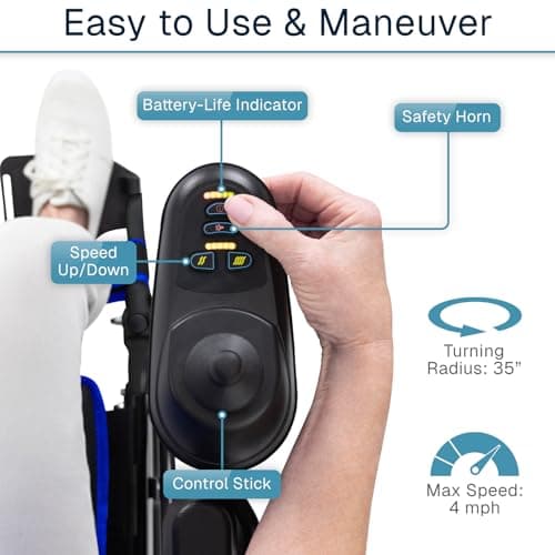 Vive Lightweight Electric Wheelchair for Adults - Foldable Power Wheel Chair - Collapsible, Folding, Ultralight, Motorized, Light Weight Travel Senior Carbon Fiber Mobility Aid - Weighs 39 lbs 5