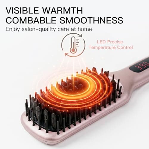 MEGAWISE Pro Ceramic Ionic Hair Straightener Brush for Home Salon | MCH Fast 20s Heating Tech with Auto-Off Safety | Anti-Scald with Universal Dual Voltage | Rotatable Power Cord 9