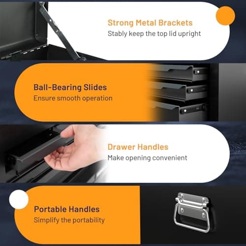 Goplus Tool Box, 24” 6-Drawers Steel Tool Chest w/Top Tool Tray,Automatic Lock, Protective Liners, Handle, Smooth Ball Bearing Sides, Portable Tool Storage Organizer, Toolbox for Garage Workshop 5