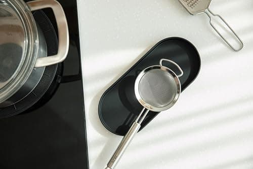 Lazy K Silicone Tray - Small Vanity Tray Organizer - Spoon Rest Holder - Kitchen Sink, Bathroom, Multi-Purpose Modern Counter Organizer (Black) 7