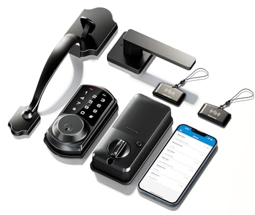 Veise VE06-H Smart Front Door Lock Set, App Control, Keyless Entry Deadbolt with Lever Handle, Electronic Digital Touchscreen Keypad, Auto Lock, Easy Install, Matte Black 8