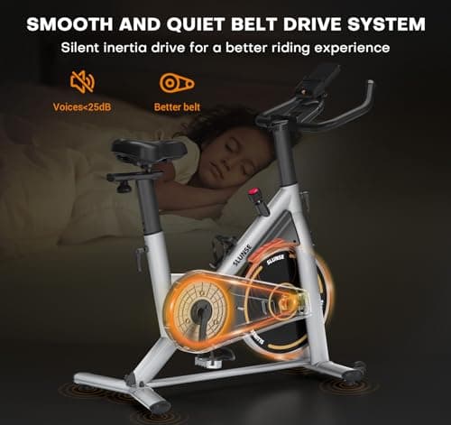 Exercise Bike, Magnetic Resistance Stationary Bikes for Home with App Compatible, Silent Indoor Cycling Bike with 350lbs Weight Capacity Comfortable Seat, Digital Monitor & Phone Mount, Silver 5