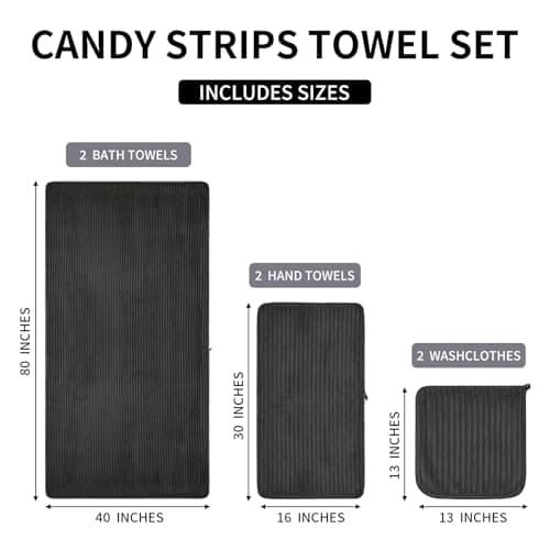 NALIVO Extra Large Bath Towel Set of 6 (40"x80"),Oversized Bath Sheet Super Soft Highly Absorbent Microfibers Quick Dry Luxury Shower Towel for Bathroom Spa Gym Hotel Yoga (Charcoal Gray, 6Piece) 8