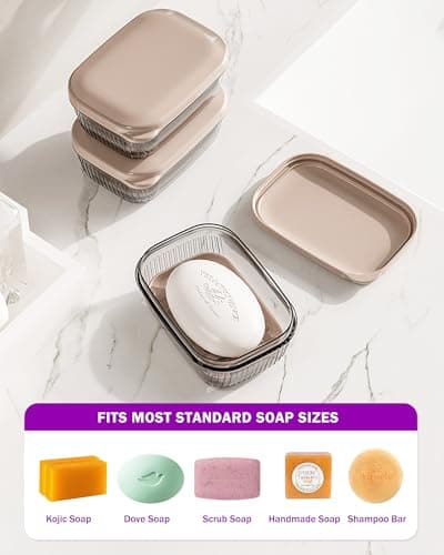 Travel Essentials Soap Holder with Lid,Leakproof Soap Dish with Drainage Layer, Portable Travel Soap Bar Case for Camping, Gym, Bathroom,Kitchen,Dormitory,Hotel(Clear) 5