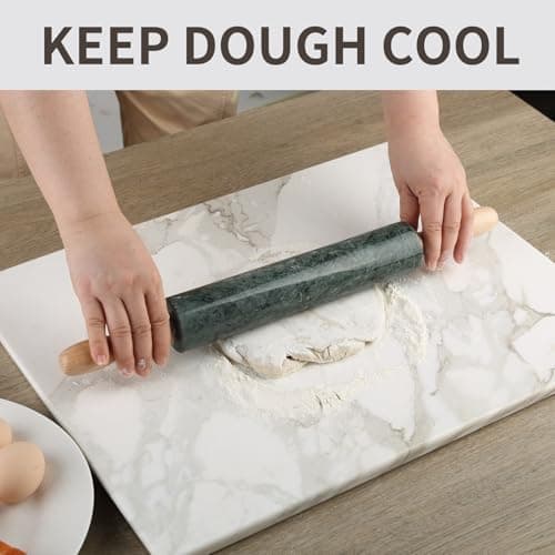 Koville Marble Rolling Pin, Non-Stick Stone Dough Roller, Rolling Pin for Baking,Pasta, Dumpling, Ravioli, Fondant,Pie Crust, Kitchen Baking Pastry Tools 6