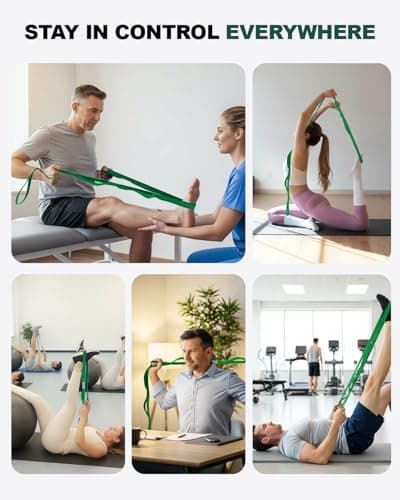 Trideer Stretching Strap with Loops & Leg Lifter, Non-Elastic PT-Style Physical Therapy Strap for Knee Replacement Rehab, Hamstring, Calf & Back Stretcher Mobility, Hip, Shoulder & Yoga 7