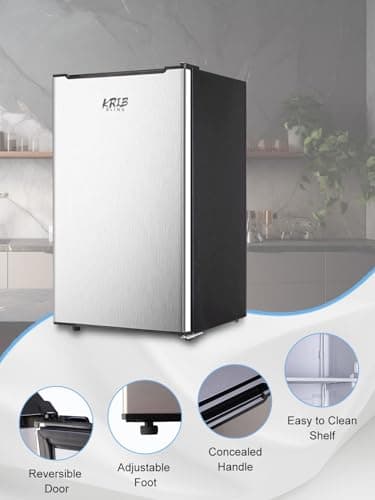 KRIB BLING 3.2 Cu.ft Upright Freezer Compact Mini Freezer with Removable Shelves for Bedroom, Office, Kitchen, Dorm,Silver 3