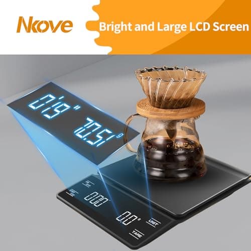 NKOVE Digital Coffee Scale with Timer 3kg/0.1g High Precision Espresso Scale Tare Function for Pour Over Maker Brew 6