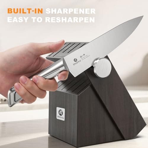 Knife Sets for Kitchen with Block imarku G14 Japanese Knife Set Stainless Steel Kitchen 14pcs, Built-in Sharpener, Sharp Knives with Non-slip Ergonomic Handle - Dishwasher Safe, Home Essential Gifts 5