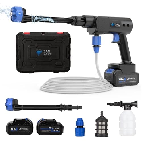 Cordless Pressure Washer, 1200 PSI Portable Power Washer with 2 Rechargeable Batteries, 6-Mode Adjustable Spray, 6-in-1 Nozzle for Car, Fence, Garden, Floor & Yard Cleaning