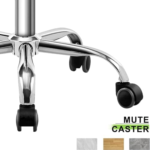 VECELO PU Leather Mid-Back Armless Vanity Chair Adjustable Height 360° Rolling Swivel for Home Office Work, White 7