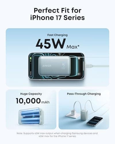 Anker Nano Portable Charger, 45W 10000mAh with 2.3 ft Retractable Cable, Compact Power Bank, Travel Essential Phone Battery Pack for iPhone 17/16 Series, iPad, Galaxy, Pixel, and More 3