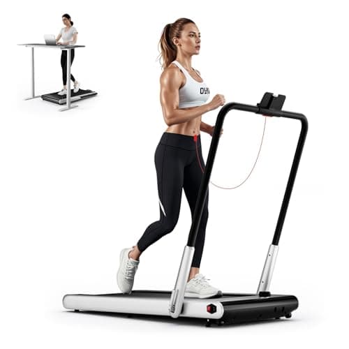 GYMAX Walking Pad Treadmill, 3HP Under Desk Treadmills with 340LBS Capacity, LED Display, Remote & APP Control, 3 in 1 Portable Compact Running Jogging Machine for Home Office Gym Exercise (Silver)