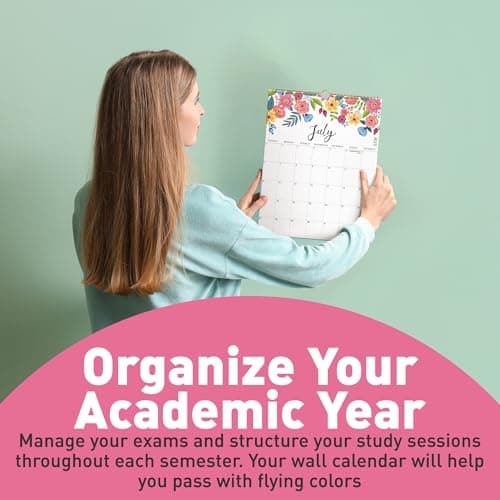 S&O Vertical Floral Wall Calendar from January 2025-June 2026 - Tear-Off Monthly Calendar - 18 Month Academic Wall Planner - Hanging Organizer to Track Anniversaries & Appointments - 13.5"x10.5”in 7