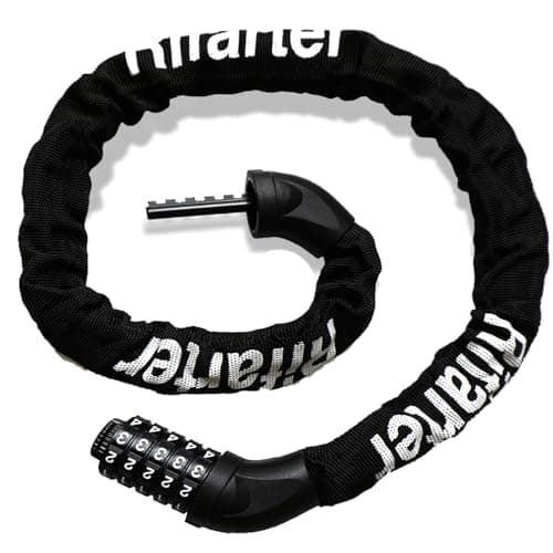 Rifarter Bike Lock Chain, 5 Digit Combination Heavy Duty Anti-Theft Bicycle Chain Lock, 3.2 Feet Long Security Resettable Bike Locks for Road, Mountain Bike, Scooter, Door, Gate, Fence, Black