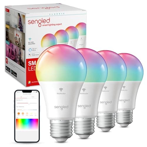 Sengled WiFi Color Changing Light Bulb, Alexa Smart Light Bulbs that Compatible with Alexa & Google Assistant, A19 RGB No Hub Required, 75 W Equivalent 800LM CRI>90, Set of 4