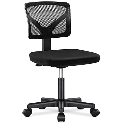 MCQ Home Office Computer Desk Chair Mid Back Armless Ergonomic Mesh with Lumbar Support Height Adjustable Swivel Task Rolling Modern Wheels for Office,Living Room, Black (SE-2077)