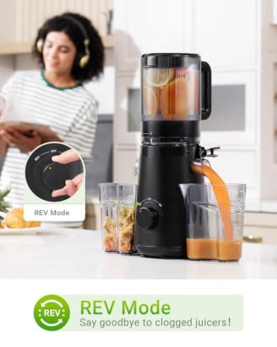 TUUMIIST Juicer Machines, Cold Press Juicer with 5.3" Extra Large Feed Chute Fit Whole Fruits & Vegetables Easy to Clean, High Juice Yield, BPA Free (Black) 9