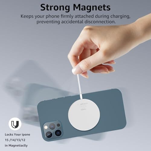 TOZO 2025 Upgraded W6 Wireless Magnetic Charger, 15W Max Fast Wireless Charging Pad Compatible with iPhone 16/16 Plus/16 Pro Max /15/14/13/SE/12 Series, Samsung Galaxy S24/S23/S22 Series 6