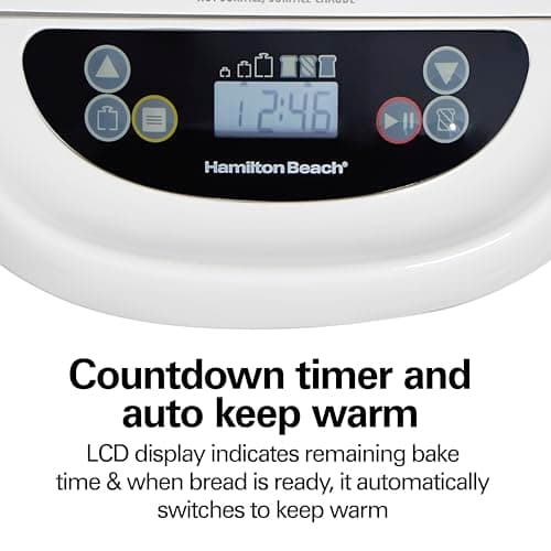 Hamilton Beach Digital Electric Bread Maker Machine Artisan and Gluten-Free, 2 lbs Capacity, 14 Settings, White and Stainless Steel (29987) 7