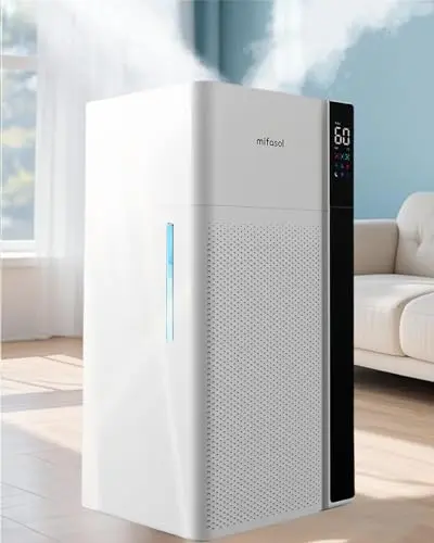 Mifasol Humidifier Large Room, 5.3Gal/20L Warm and Cool Mist Humidifiers for Home 1500 sq ft, Double Nozzles Whole House Humidifier, Humidifiers for Bedroom Plants Office Commercial Large Areas, White