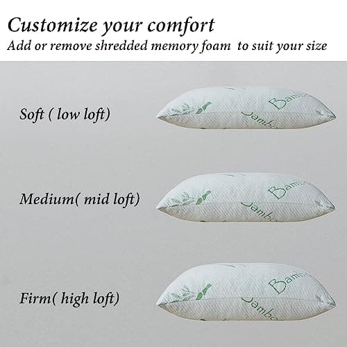 HOXXME King Size Memory Foam Pillows Set of 2, Bed Pillow for Sleeping, Firm Pillow Gel for Neck Support, Hotel Quality Bed Rest Pillow with Cooling Zippered Breathable Cover King 2 Pack 6