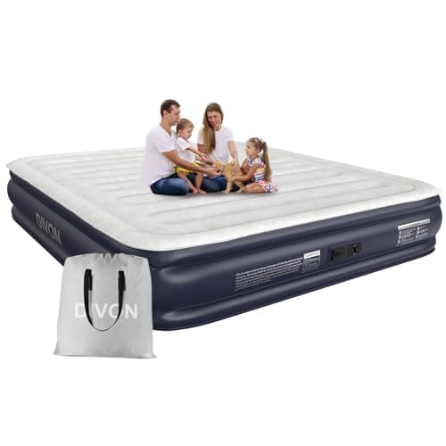 King Air Mattress With Built In Pump,Blow Up Mattress 2 Mins Self-Inflation/Deflation,Upgraded Thicker Inflatable Mattress，Flocked Top Air Bed with Storage Bag for Guests,Home，Camping，750 lbs Max