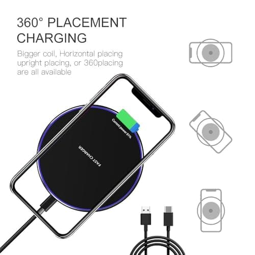 Fast Wireless Charger,20W Max Wireless Charging Pad Compatible with iPhone 17/17 Pro/16/15/14/13/12/SE/XS Max/XR,AirPods;FDGAO Wireless Charge Mat for Samsung Galaxy S25/S24/Note,Pixel/LG 6