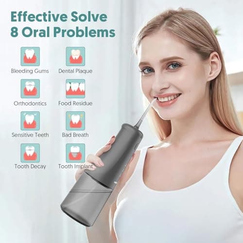 Sejoy Water Flosser Cordless Rechargeable, Water Flossers Picks for Teeth Cleaning and Flossing, Water Flosser for Braces Kids-Oral Irrigator-DIY Mode 6 Jet Tips, IPX7 Waterproof-for Travel and Home 7