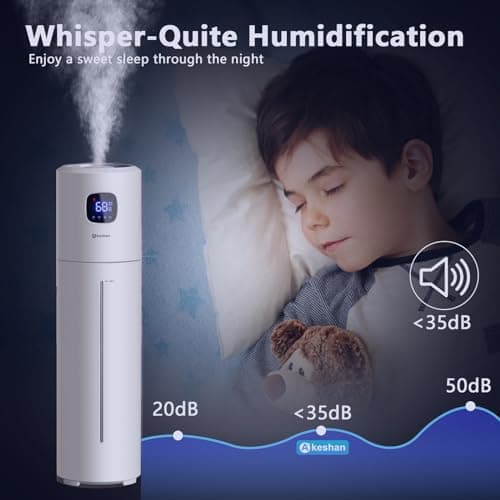 Akeshan Large Humidifiers for Bedroom, 9L/2.5Gal Ultrasonic Cool Mist, Top Fill Easy Clean with 350ML/H Mist Speed, Quiet, Suitable for Kids Room Plant Yoga Office Study Room Living (White, Round) 6