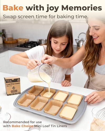 Bake Choice Mini Loaf Pan, 8-Cavity Non-Stick Carbon Steel Baking Pans Set for Banana Bread, Cornbread, Cheesecake, Muffins, Pound Cake, Small Meatloaf, Bread Pan 7