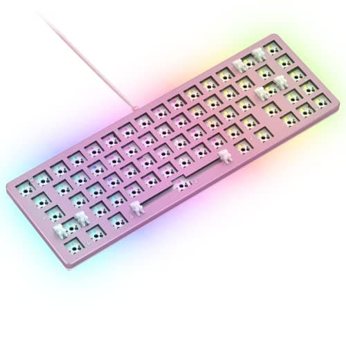 GLORIOUS GMMK 2 Gaming Barebones Keyboard - Hot Swappable TKL DIY, Compact Mechanical Keyboard Kit- Wired, RGB Backlit,- PC Setup Accessories- 65%, Pink