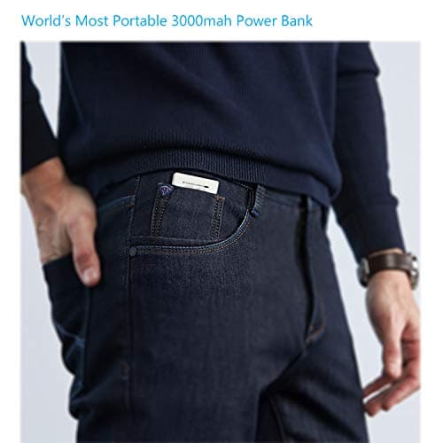 Attom Tech Dual USB Output Super Slim Power Bank Ultra Thin, 3000mAh Portable Charger Mini External Phone Battery Pack Small Dual Outlet, Emergency Phone Power Backup (White) 2