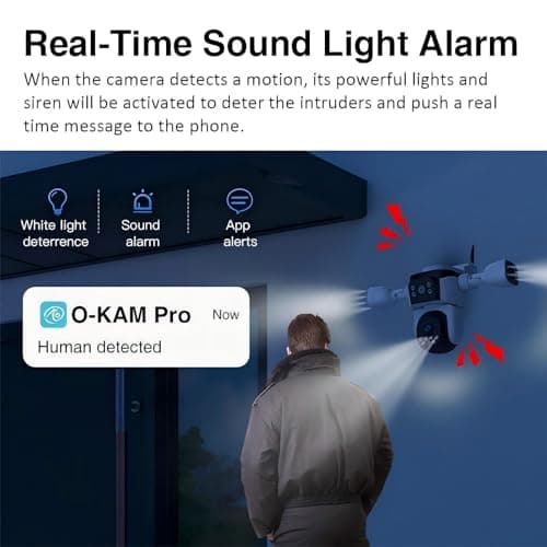 EVERSECU Triple Lens WiFi PTZ Security Camera, Three Cameras in One, Side Cameras with Adjustable All-Angle Arm, 2K 360° View No Blind Spot, Auto Tracking, Spotlight, 2 Way Audio 9