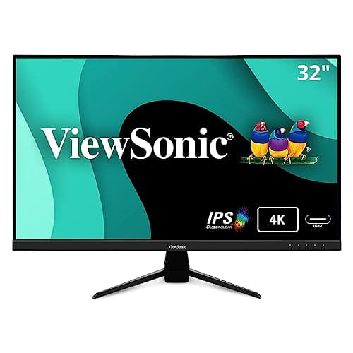 ViewSonic VX3267U-4K 4K UHD 32 Inch IPS Monitor with 65W USB C, HDR10 Content Support, Ultra-Thin Bezels, Eye Care, HDMI, and DP Input, Black