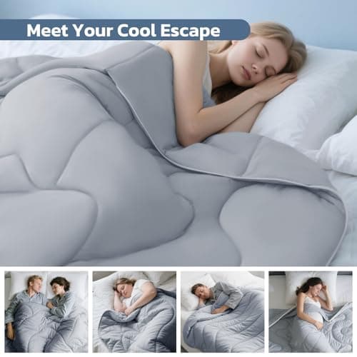 Degrees of Comfort Cooling Comforter Queen Size, Cooling Blanket for Hot Sleepers, Moisture-Wicking & Breathable, Upgraded Dual-Sided with Coolmax, Q-MAX＞0.4, 90 x 90 Inch, Grey 5