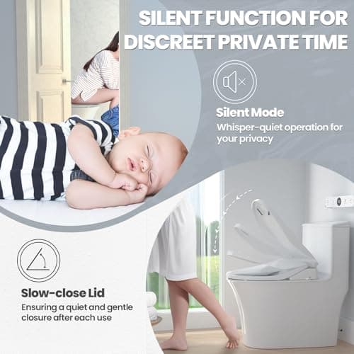 Tadashi Bidet Toilet Seat Elongated, Heated Toilet Seat, Instant Warm Water & Dryer, Feminine & Rear Wash, Self-Clean Nozzle, Slow Close Lid, Child/ECO/Silent Mode 8