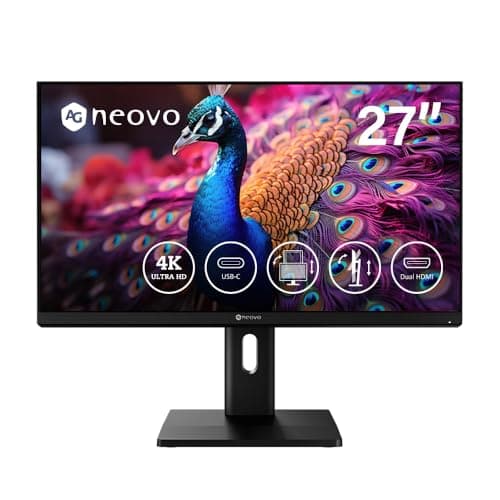 AG Neovo EM2751 4K Monitor 27 Inch, USB-C with 65W Power Delivery, 3840 x 2160 UHD, IPS, 100% sRGB, Height Adjustable, Pivot, Dual HDMI 2.1, DisplayPort 1.4