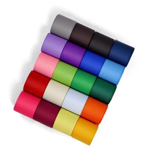 Grosgrain Ribbon 1-1/2 inch 20 Colors 5 Yards/Roll, Total 100 Yards Per Package for Christmas Tree, Wreath Decorations, Bow Making, Gift Wrapping, Flower Bouquet