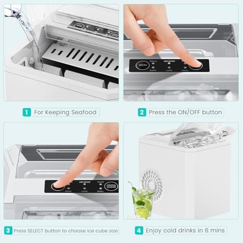 OLIXIS Ice Maker Machine, 26lbs in 24Hrs, 9 Ice Cubes in 6 Mins,Auto-Cleaning Portable Ice Maker with Basket and Scoop, Countertop Ice Maker for Home/Kitchen/Camping/RV, White 7