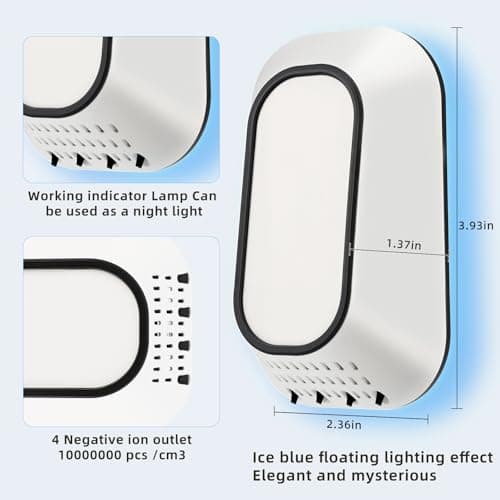 PVACG Plug In Ionizer Air Purifier With 4 Negative Ion Output Heads,Small Air Freshener With Backlight,Quiet and Energy-Saving, Ideal Air Cleaners for Home,Bedroom,Office,Living Room and Pet Room(3) 6