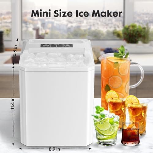Sweetcrispy Countertop Ice Maker, Portable Ice Machine Self-Cleaning, 9 Cubes in 6 Mins, 26 lbs/24Hrs, 2 Sizes of Bullet Ice for Home Party Office 7